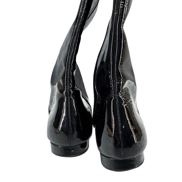 Coach Fresna Black Patent Leather Croc Print Tall Riding Boots Women 7 - Picture 5 of 8